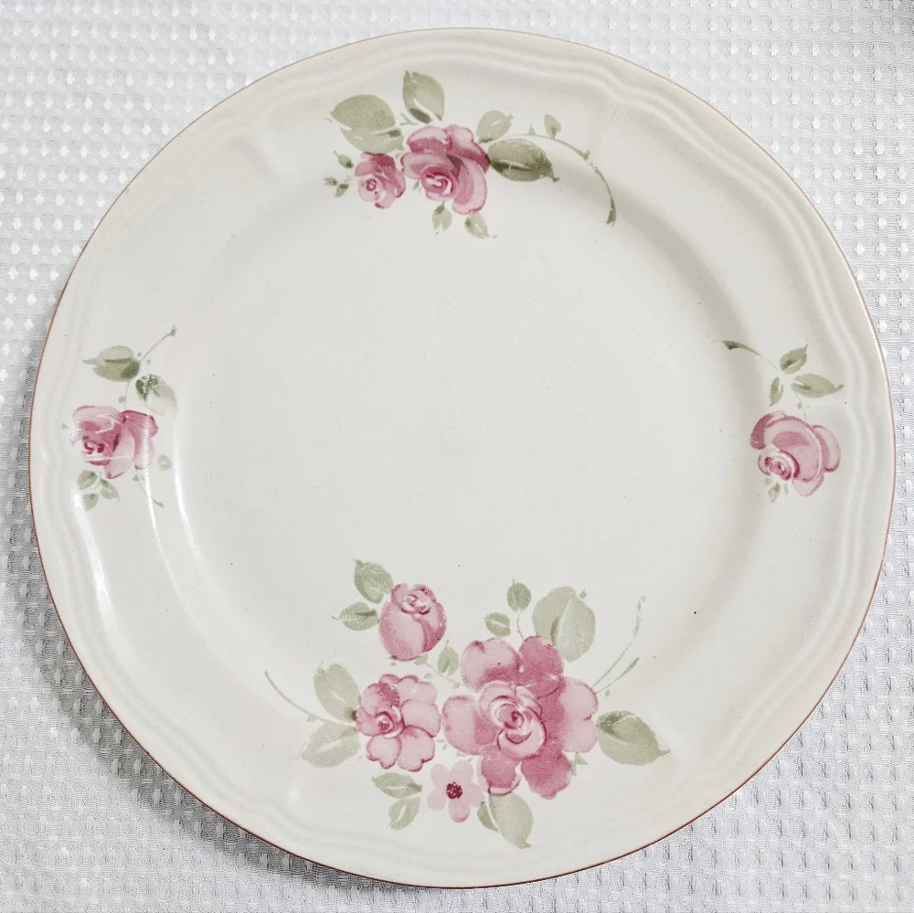 Gibson‎ 2 Roseland Pink Floral Dinner Plates Discontinued Stoneware Y2K 11" - Picture 6 of 11
